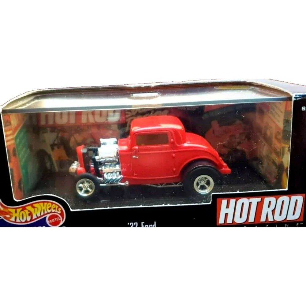 2000 HOT WHEELS COLLECTIBLES 1932 FORD RED #1/5 HOT ROD SERIES I MAGAZINE 1:43